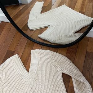 SOLD Zara V Neck Knit Sweater Cream
